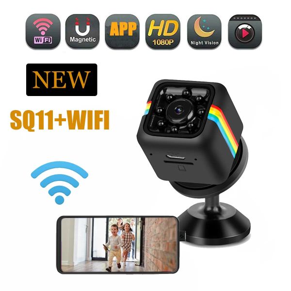 Webcams SQ11 WILE WIDI WIFI Mini Câmera Câmera de Vigilância de Segurança de Rede de Rede Full HD 1080p IP Mini Câmera Smart Camera Sport Sport Camcorders