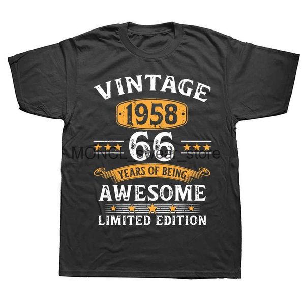 Herren T-Shirts Neuheit Vintage 1958 66 Jahre alt 66. T-Shirts Baumwolle Strtwear Kurzes Slve Geburtstagsgeschenke Sommerstil T-Shirts Kleidung H240506