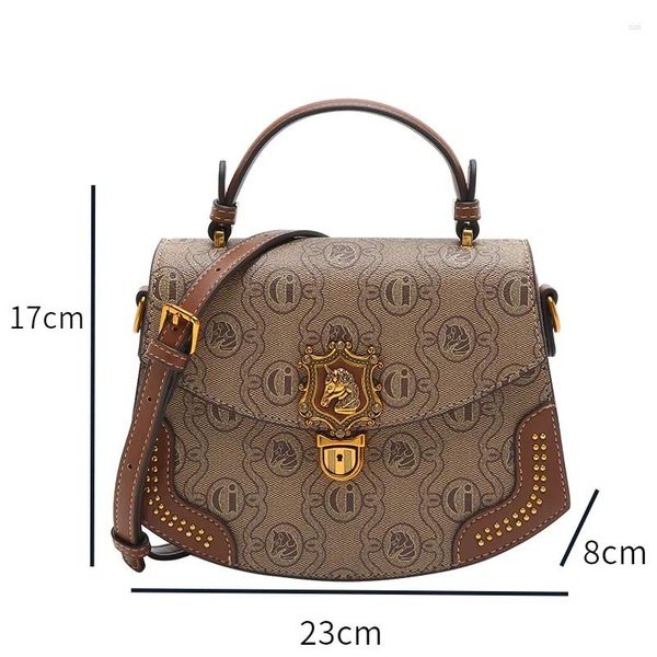 Totes Luxus Vintage Printed Sattel Damens Bag 2024 Pendler Hochkapazität Designer Ein Schulter -Crossbody -Modkissen