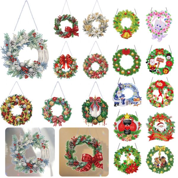 Stitch 5D Diamond Painting Christmas Great Diamond ricamante dipinti di ghirlanda kit bambola da neve Babbo Natale ghirlanda penale ornamento