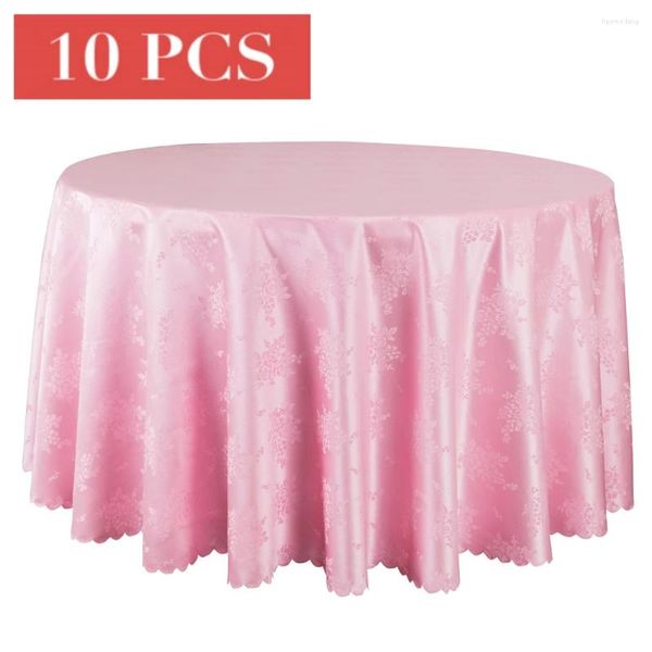 Panno da tavolo 10pcs rosa bianco round per la festa di matrimonio el jacquard damask biancheria damask cover solidi tovaglie da pranzo