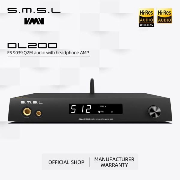 Convertitore SMSL DL200 Amplificatore per cuffie DAC audio DAC MQACD ES9039Q2M Bluetooth APTX HD OPA1612 XU316 DSD512 con telecomando