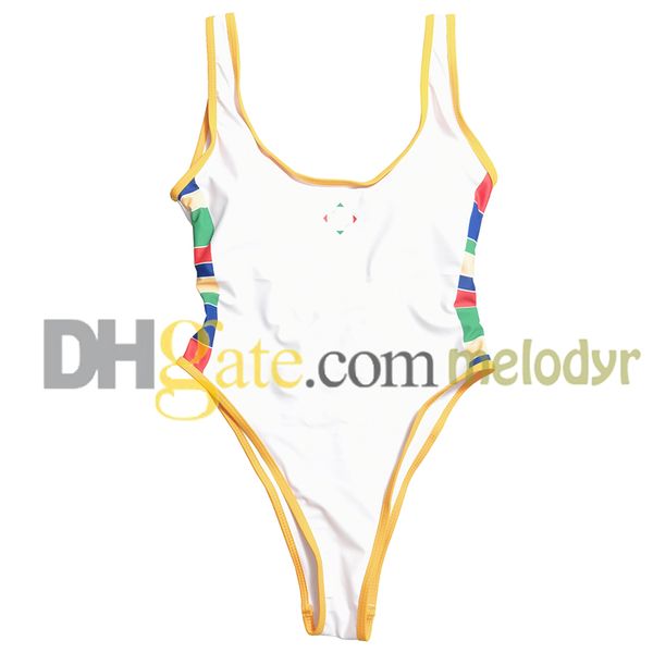 Contrasto Color Swimwear Women Stamping Bareding Sumps Sling senza schienale Swimsuit One Piece Swim con cuscinetto bibino
