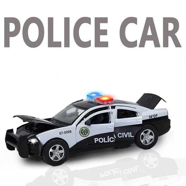 Diecast Model Cars 1 32 Legierung Dodge Ladegeräte Polizeiauto Modellmodell und Spielzeugauto -Simulationsgeräusch und leichter Rückzug, um Toy Childrens Giftsl2405 zu sammeln