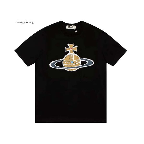 Viviane Westwood Gömlek 2024 Erkekler Sprey Tişört Batı Ahşap T-Shirt Marka Giyim Erkekler Kadın Yaz Tişörtlü Mektuplar Pamuk Jersey Yüksek Kalite Üstleri YH 7247