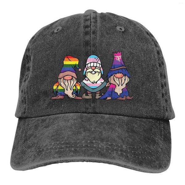 Ball Caps Gnome gnomies bisessuali orgoglio gay denim cappelli regolabili per donne per donne per tutte le stagioni stampano di cotone di una taglia