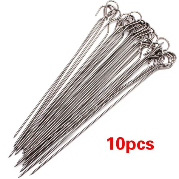 Acessórios 10pcs aço inoxidável churrasqueira carne de agulha redonda redonda assada assada utensiles de cozinha de churrasco de churrasco