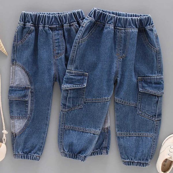 Calças jeans pré -escolares para meninos e meninas remendam jeans para crianças na primavera e no outono jeans para meninos para meninos casuais Criança Criança