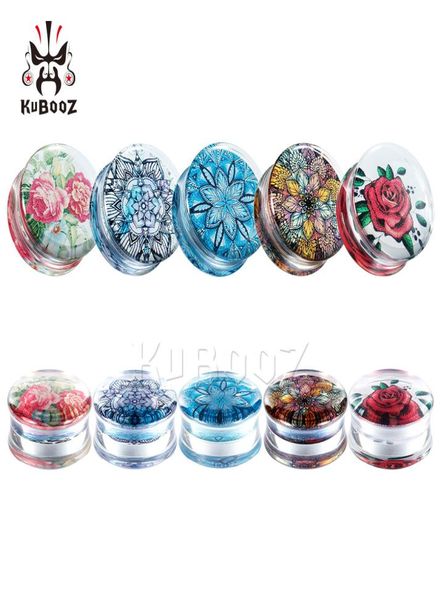 Kubooz Transparent Acrilic Suit Acrilic Tunnel Flower Tunnel Gauges Body Gioielli Piercing Erologi Expander Piercing Intero 5041148