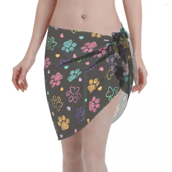 Sexy Frauen süße tierische Katze Sheer Kaftan Sarong Beach tragen Bikini Cover-up Kurzrock