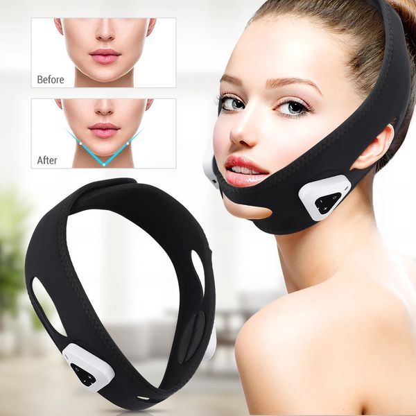 Massageador de face micracurrente EMS levantamento de face vibração queixo redutor de bandagem face mais esbelta dispositivo 360 ° Praço de máscara de linha V-line completo 240430
