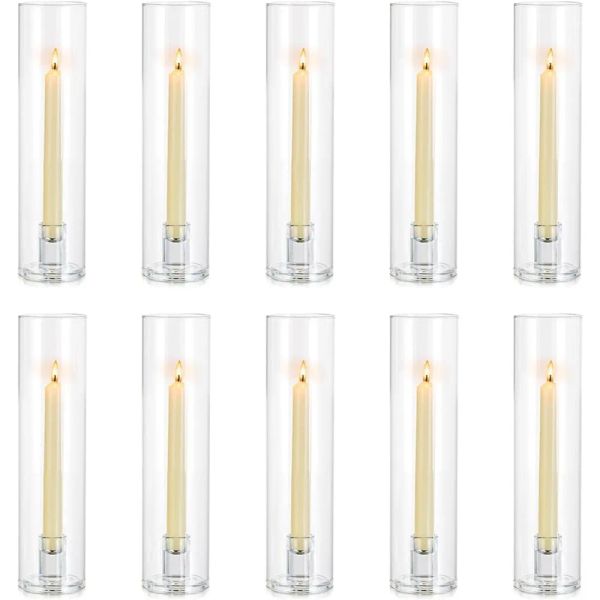 Halter verjüngte Kerzenhalter Glas: Hurrikankerzenhalter Masse für sich verjüngte Kerzen 10 Stc