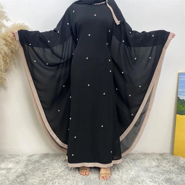 Abbigliamento etnico 2 pezzi musulmani hijab femminile islamico Abaya kaftan dubai pipistrello manicotto abito perline sciolte abito da donna arabo scarpa araba