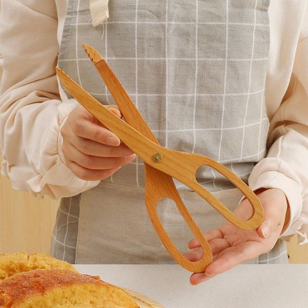 Utensili di tipo a forbice pinze da cucina in legno per cucina antiaderente per alimenti non slip server per tostapane per cuocere la cottura a barbecue