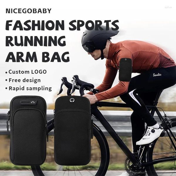 Açık çantalar cep telefonu kol bandı spor salonu koşu kol çantası ile ayarlanabilir egzersiz bisiklet yürüyüş nicegobaby depolama b