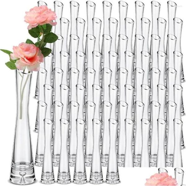 Vasi Vase 72 PC traspirato in vetro alto bk bk a gambo singolo fiore magro magro magro per centrotavola per la consegna a goccia domestica dhkjo