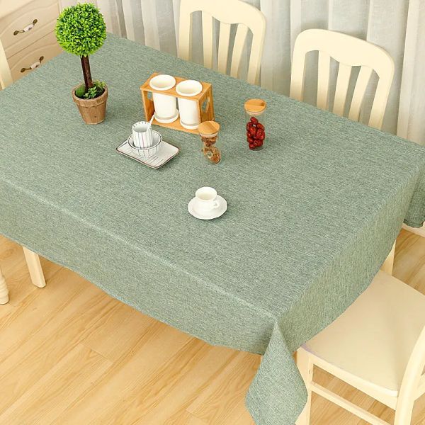 Tovaglia in lino di cotone in cotone tavolo da pranzo impermeabile in stoffa solido soggiorno cucina tavolo rotondo rettangolare tovaglia occidentale