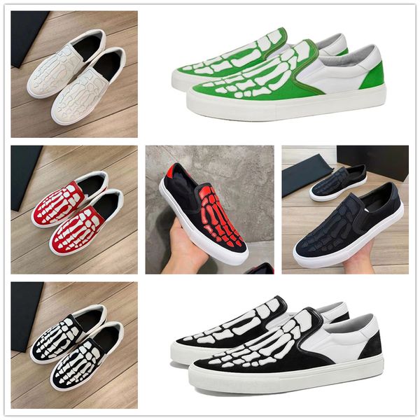 2024 Skelz Zehen Slip-on Männer Frauen Freizeitschuhe Designer Skelett Sneaker Leinwand flache schwarze weiße rot grüne Blau-Blau-Bones Läufer Mann Bahnsteig Trainer Sport Sneaker