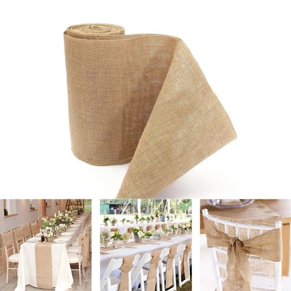 PADS Linha de juta Diy Linha vintage Runner 30cmx1000cm rolo de toca rústico decoração de decoração de casamento rústico decoração de cadeira de festa em casa