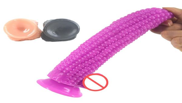Анальная фаллоимитатор всасывающий чашка поддельный пенис Большой кукурузный дик -игрушки для женщин для женщин влагалище стимулируют анус массаж 2932212