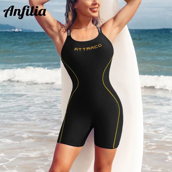 Abiti Anfilia One Piece Women Sports Sowwear Boxer Swook Swimsuit Conservative Swim Patchwork Indossare costume da bagno