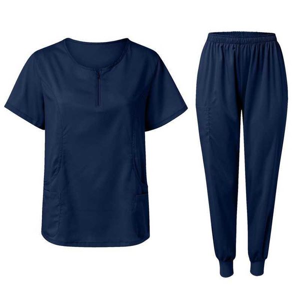 Pontas de duas peças de duas peças uniformes cirúrgicos femininos Conjunto de enfermeiro médico Salão de beleza Trabalho uniforme Toppants clínicos de hidroterapia Cuidados e ajustes