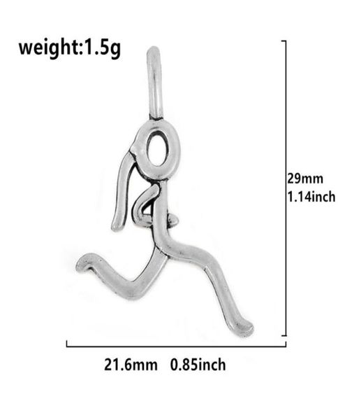 2021 Charms de garotas de corrida Marathon Runner Sport Jewelry Stick Metal Stick Figura Bracelets Diy Colares5503283