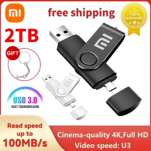 Adapter Xiaomi 2TB Original USB -Flash -Laufwerke U Disk USB3.0 Metall Pendrive Typec USB Stick Memoria USB 1 TB für Mobiltelefoncomputer