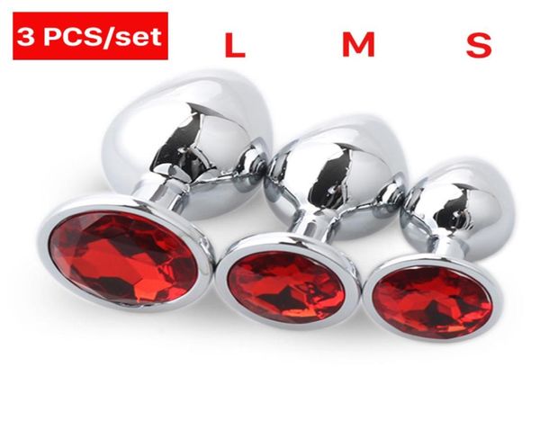 3 PCSSET METAL ANAL PROP CHUCT Plug Toys Sex Butt Toys per WomenMencoules Adulti Game Masturbatore anale SML Diamond Sex Shop X3668854