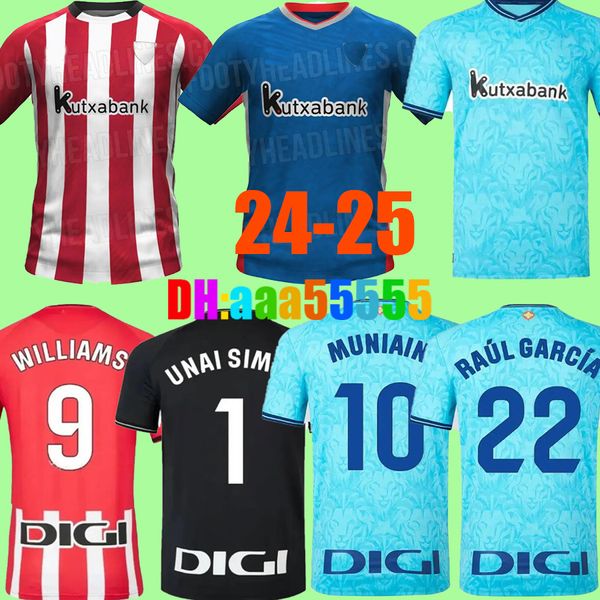 23 24 25 Клубные футбольные майки Berenguer 2024 2025 Muniain Athletic Bilbao Home Away Williams Футбольная рубашка Рауль Гарсиа Вильялибр Джерси Святой Финалс Детские фанаты комплекты