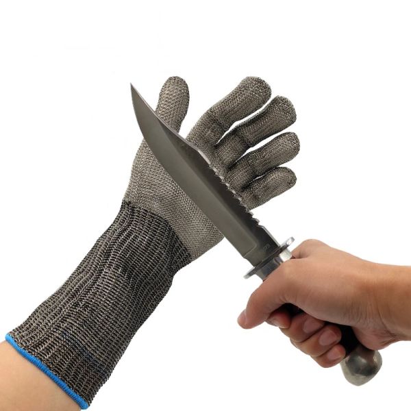 Handschuhe Lange Edelstahldrahthandschuhe Futtergeschnitte resistentes Fleischmetall -Schutzhandschuhe