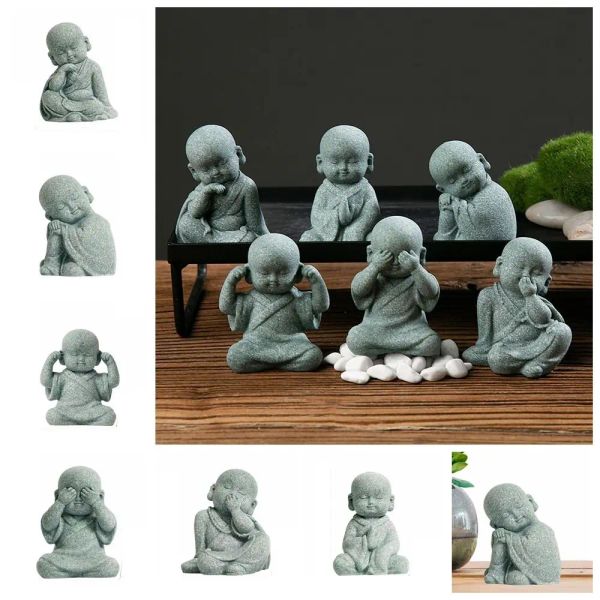 Decorazioni piccoli monaci buddisti figurina statue di pietra di buddha statue tibetana buddismo zen monaco ornamenta