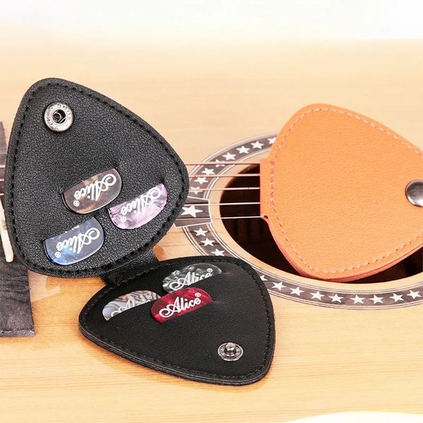 Guitar Picks Halter Hülle für akustische E -Gitarre umfasst 6 PCs Picks Leder Gitarrenplectrums Aufbewahrungstasche