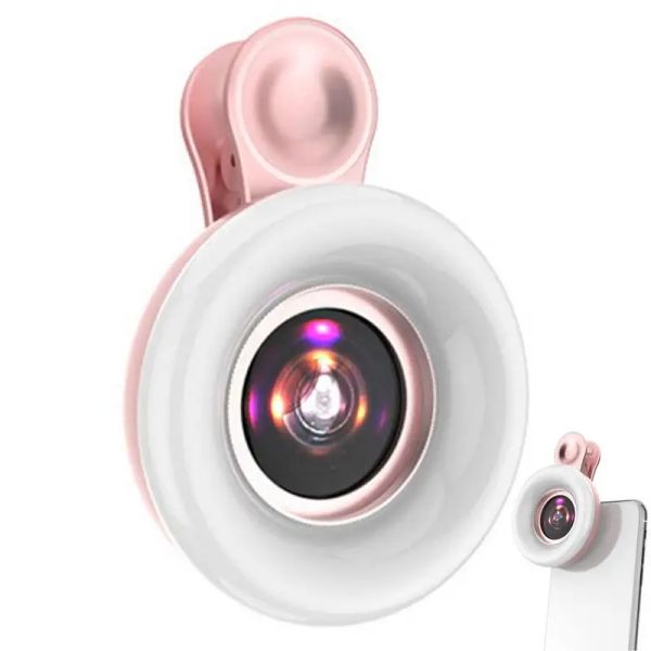 Lens Yeni Cep Telefonu Dolgu Işık 15x Makro Lens Taşınabilir selfie LED Yüzük Işık İPhone Akıllı Telefon Evrensel Yüzük Klipsi Işık