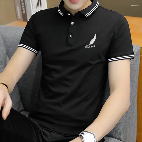 Polos maschile Summer Stand Up Collar Polo Shirt Business Gentleman Short Short Youth Fashion Fashion Top Tpolo