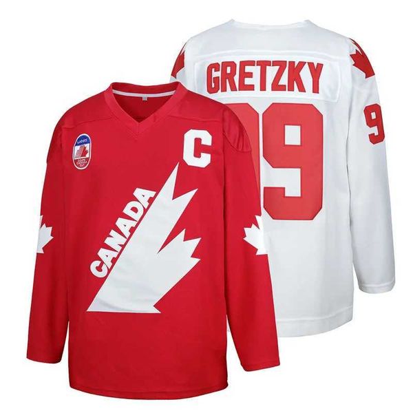 T-shirt maschile 1991 Coupé Team Canada Cup 99 Gretzky Retro Hockey Jersey T240506