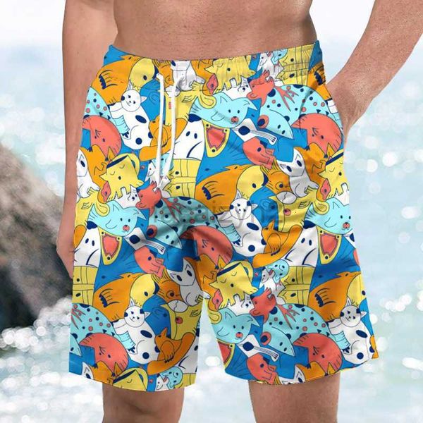 Herren -Shorts von Herren Plus Size 2023 Summer Stapeled Animal Men's Beach Hosen Freizeit Lose trendy Reisestil