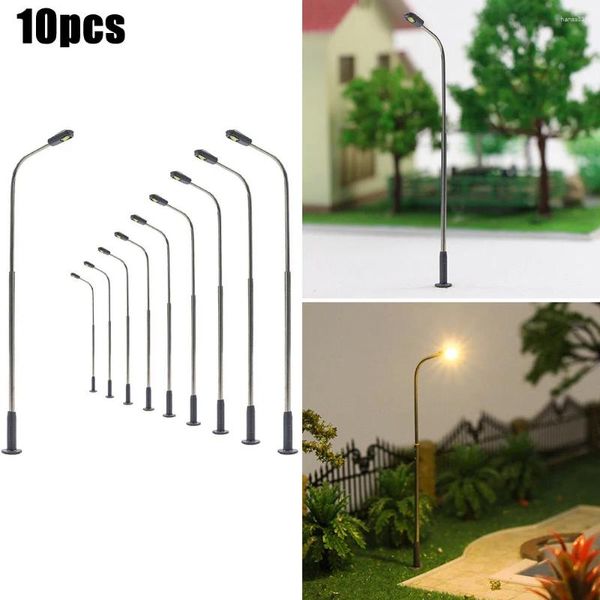 Garrafas 10x Modelo Lâmpada ferroviária 10pcs/conjunto 1:50 Acessórios em escala DC/AC 3V Kit Light Post Set Set Warm White 10 Durável