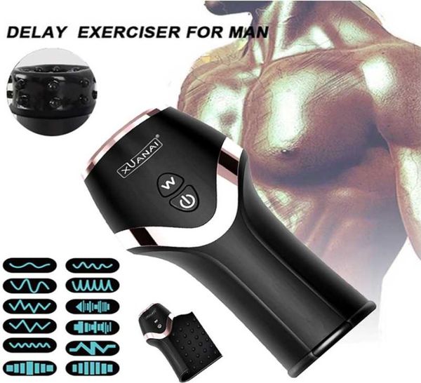 12 Vapa de velocidade masculina masturbadora Vagina artificial de buceta real Pussy Electric Vacuum Pump Bump Supky Masturbation Cup Toys para homens 2111244595563