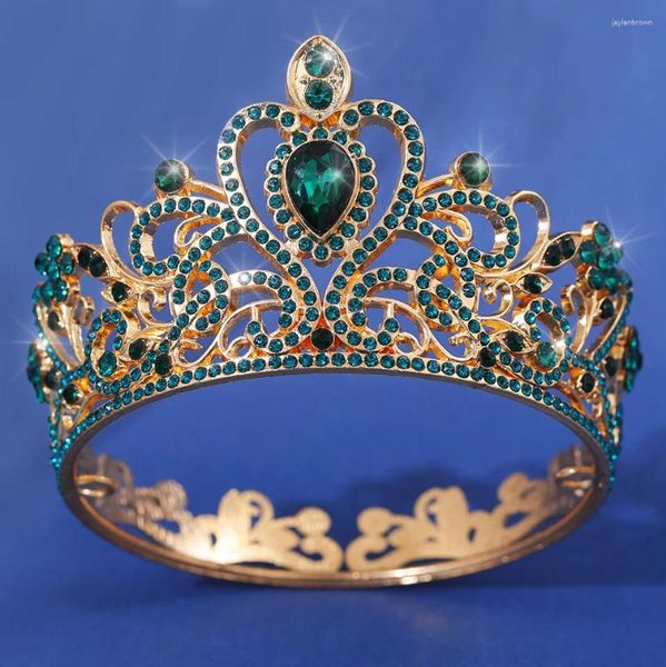 Pieces de cabeça luxuosos tiaras e coroas de jóias de cristal de cristal de cristal, acessórios para cabelos de casamento de círculos fechados de círculos de casamento