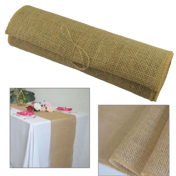 Pads Vintage Jute Linen Runner Country Decorazione per matrimoni Khaki Birthday Natural Burlap Natural Dink Rustic Table Runners