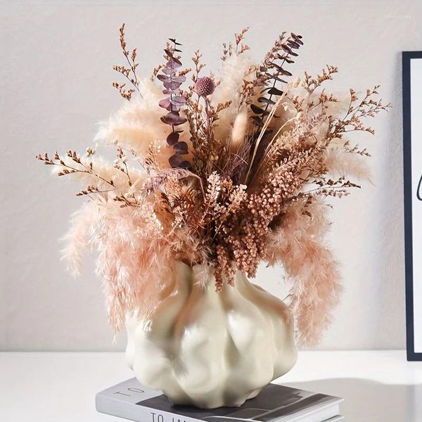 Vasi 1pc vaso ceramico vano di fascia alta crema in stile wabi-sabi ins sessie flores set flower set model casa accessori per la casa