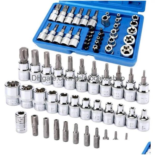 Ferramentas de outras ferramentas manuais 34 peças Torx Bit Socket e E Star Conjunto 1 4 3 8 2 DIRSE