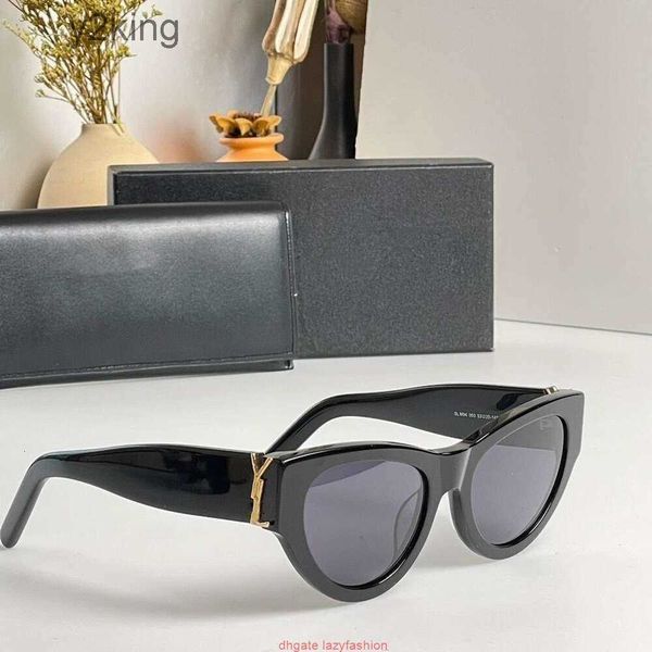 Óculos de sol de luxo para mulheres e homens designer y Slm6090 Mesmo estilo óculos de gato clássico de moldura estreita com moldura com venda de caixa d6m7 d6m7
