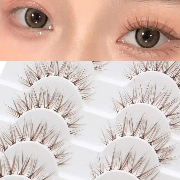 Ciglia false 10 coppie look naturale bruno cosplay giapponese cosplay 3d finto visone estensione ciglia per donne