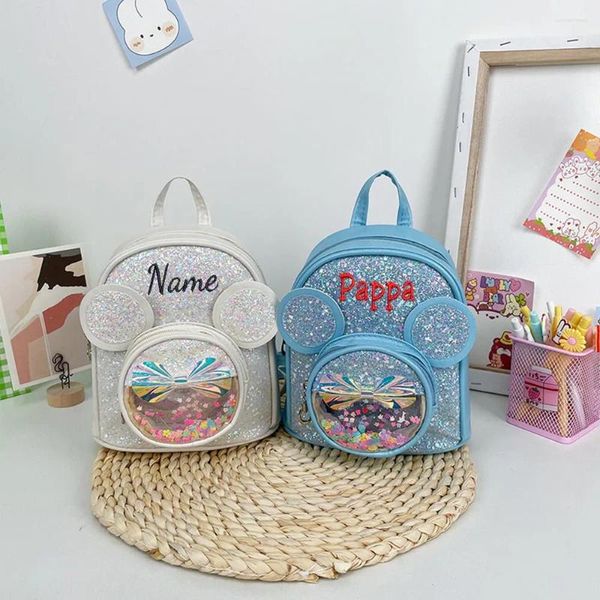 Mochila Mochila Personalizada Bordada Flash Flash Childable Personaliza Gifrenal Saco de Presente com Nome