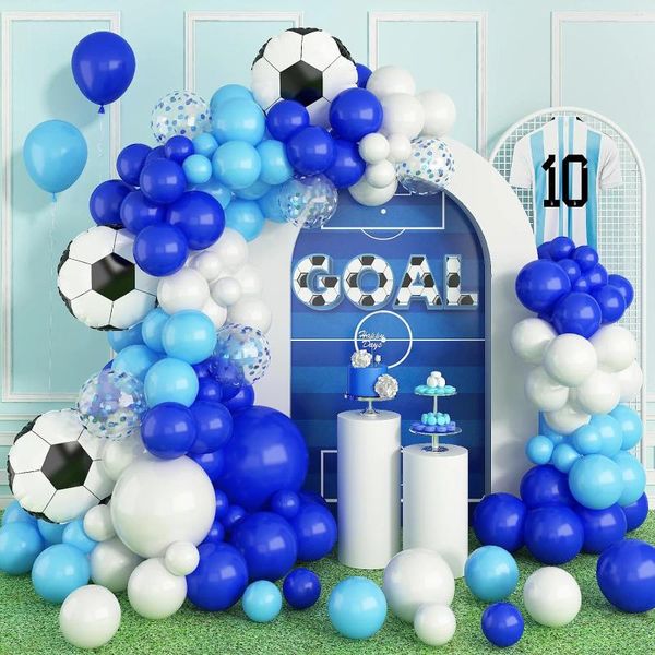 Decoração de festa 103 peças Arco de balão de futebol definido Cerimônia de formatura temática de menino azul