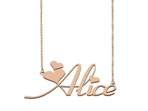 Alice nome ciondolo collana ciondolo per femminile regalo regalo regalo di compleanno nome targhetta per bambini gioielli 18k oro inossidabile 88880500