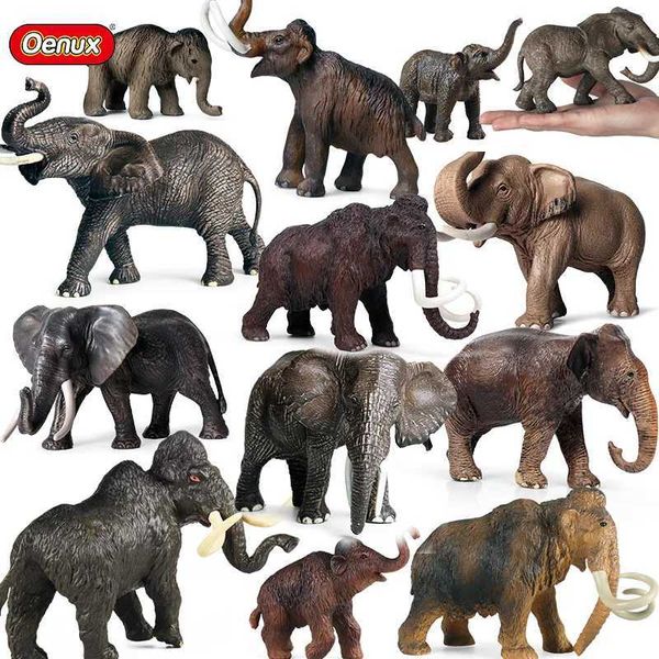 Andere Spielzeuge Oenux Afrikanische Wildtiere Elefantenmodell Simulation von Mammut -Aktion Bild PVC Childrens Education Toyl240502