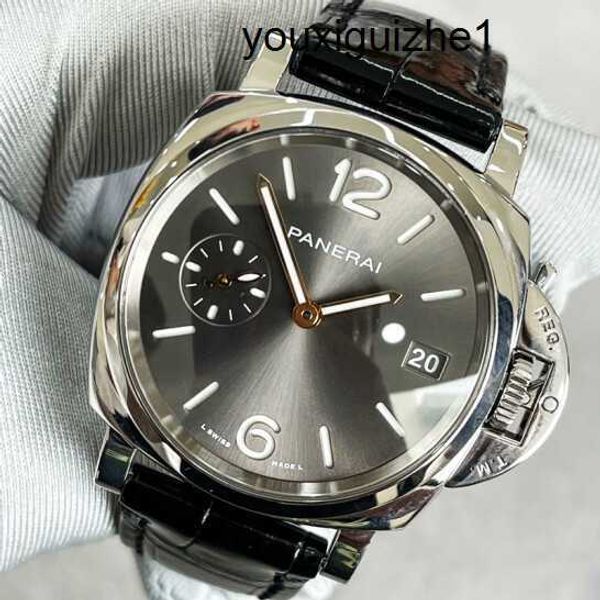 Exklusive Handgelenk Uhr Panerai Automatische mechanische Schweizer Männer Uhr Stahldatum wasserdichte leuchtende Harte Sportluminor Schwarze Scheibe PAM01247 (44 mm)